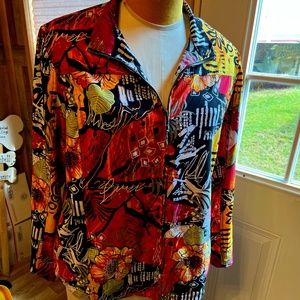 LADIES WOMEN'S CHICO SIZE 3 (16) ADDITIONS JACKET ZIP UP MULTI COLOR